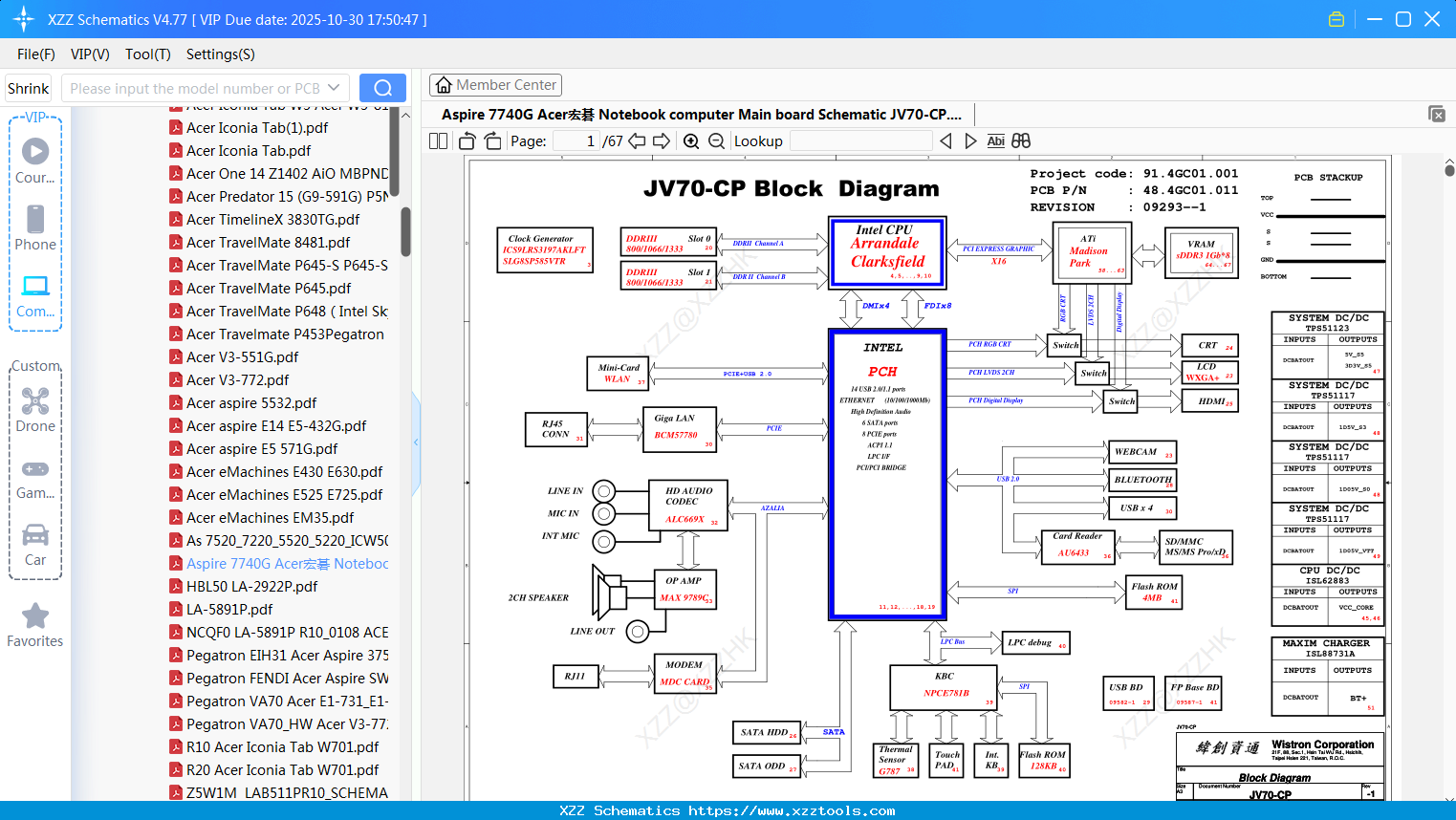 Laptop Aspire 7740G Acer║ъ│Ю Notebook Computer Main Board Schematic JV70-CP